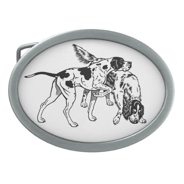 english pointer and setter oval belt buckle (Front)