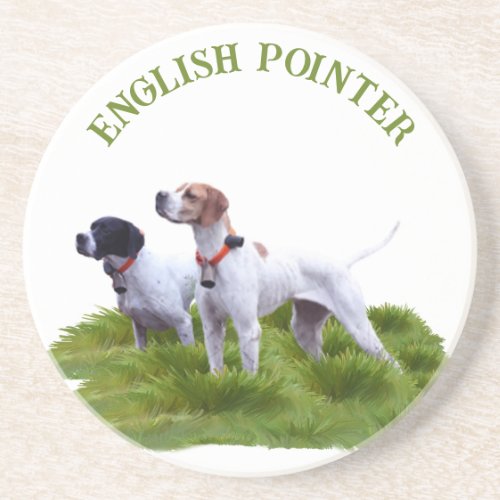 English pointer bird hunting  coaster