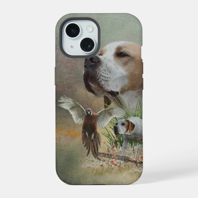 English pointer, bird hunting  iPhone 15 case (Back)
