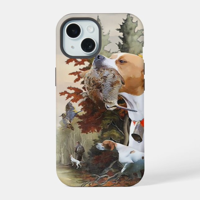 English pointer, bird hunting  iphone case (Back)