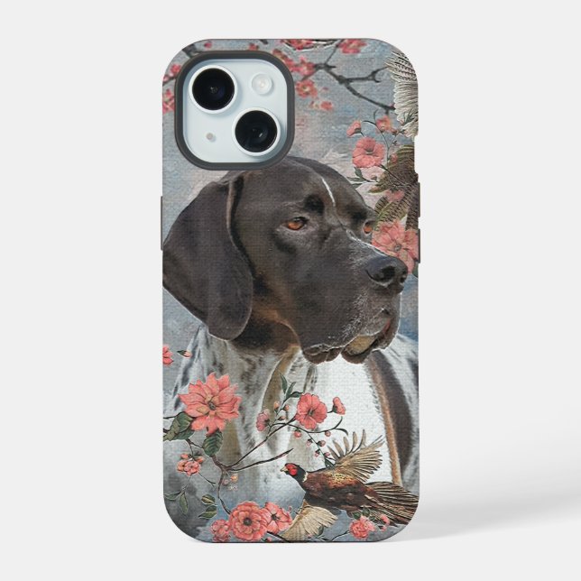 English pointer, bird hunting  iphone case (Back)