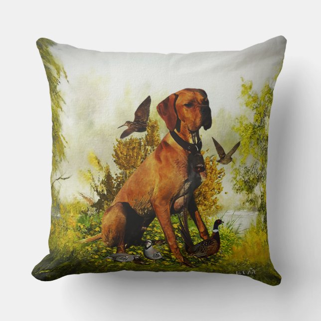 English pointer, bird hunting  throw pillow (Front)