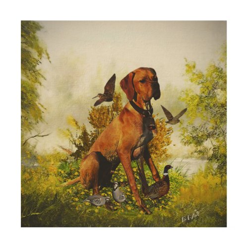 English pointer bird hunting  wood wall art