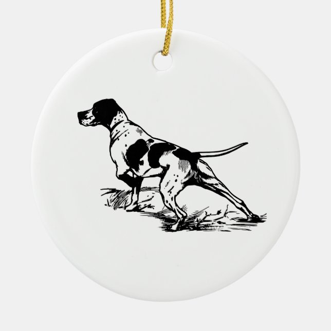 English Pointer Ceramic Ornament (Front)