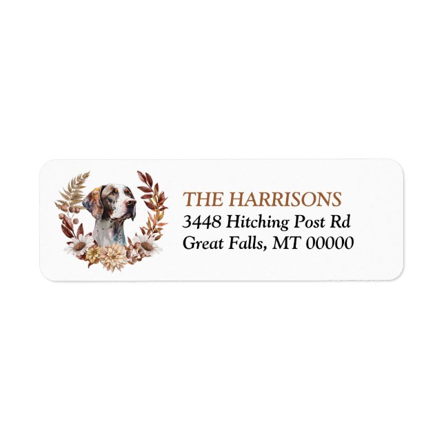 English Pointer Dog Autumn Wreath Label (Front)