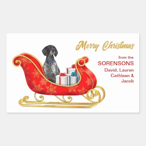 English Pointer Dog Christmas Sleigh Rectangular Sticker