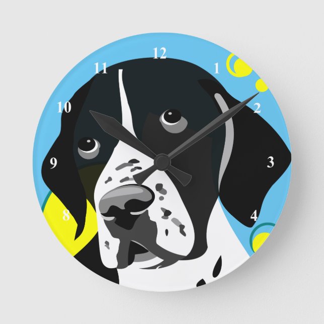 English Pointer Dog Round Clock (Front)