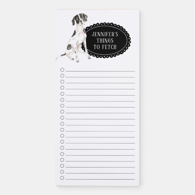 English Pointer Dog Shopping List Magnetic Notepad (Front)