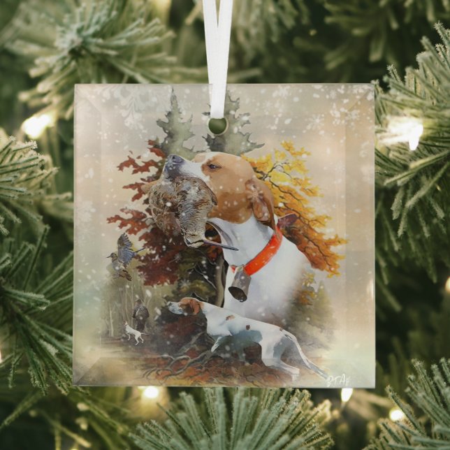 English Pointer  Glass Ornament (Insitu)