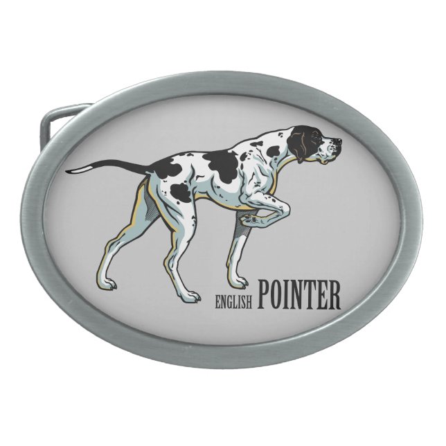 english pointer oval belt buckle (Front)