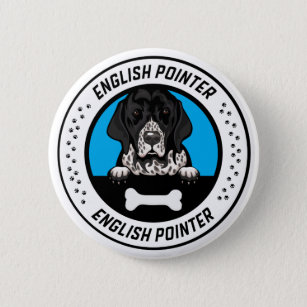 English Pointer Peeking Illustration Badge Button