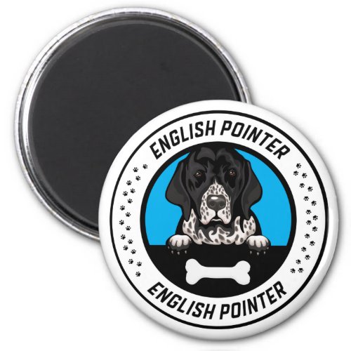 English Pointer Peeking Illustration Badge Magnet