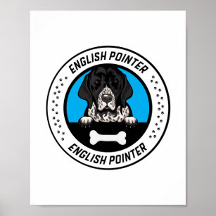 English Pointer Peeking Illustration Badge Poster