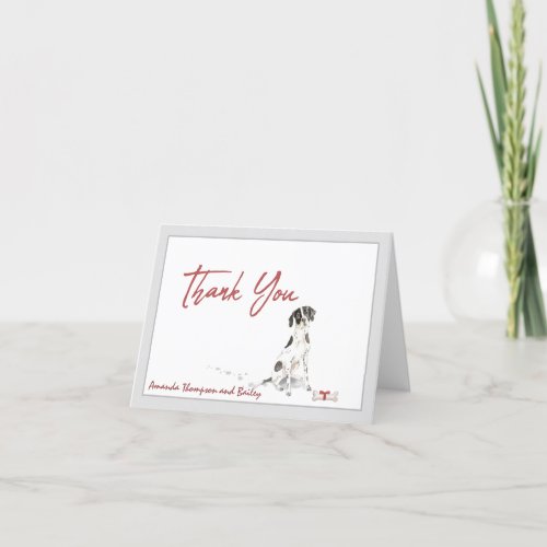 English Pointer Pet Dog Personalize Bone Ribbon    Thank You Card