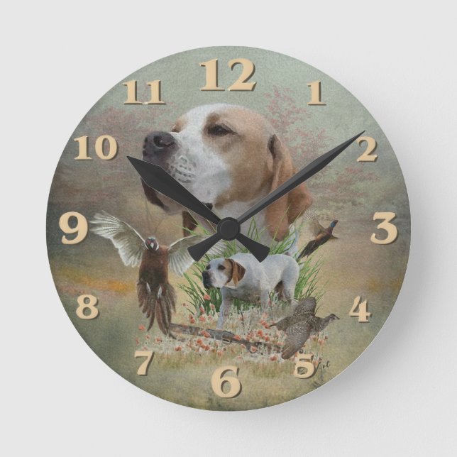 English Pointer  Round Clock (Front)