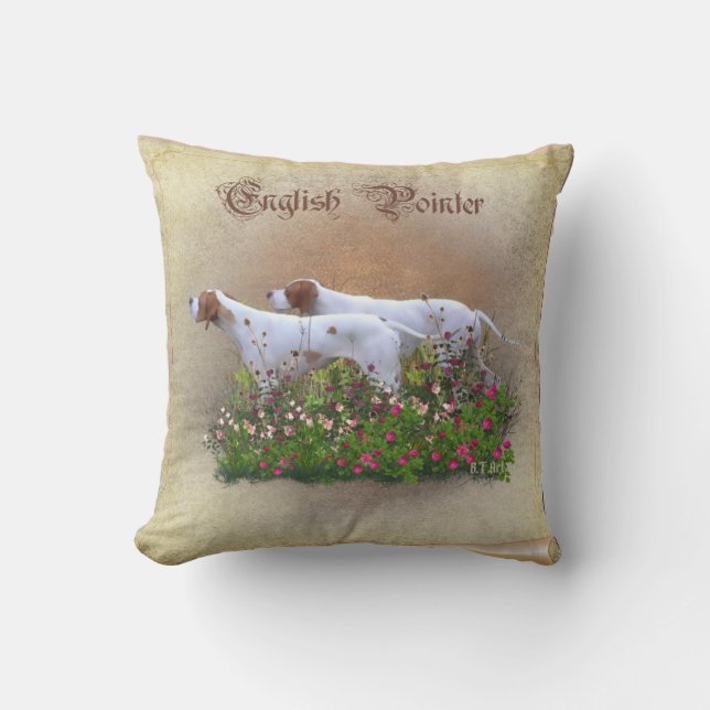 English Pointer Tapestry Poster Triptych Acrylic P Outdoor Pillow (Front)