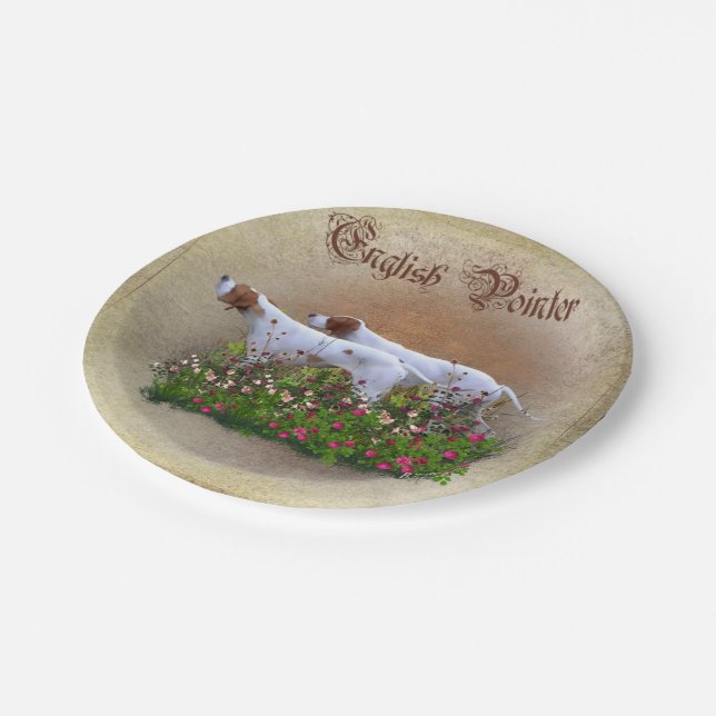 English Pointer Tapestry Poster Triptych Acrylic P Paper Plates (Angled)