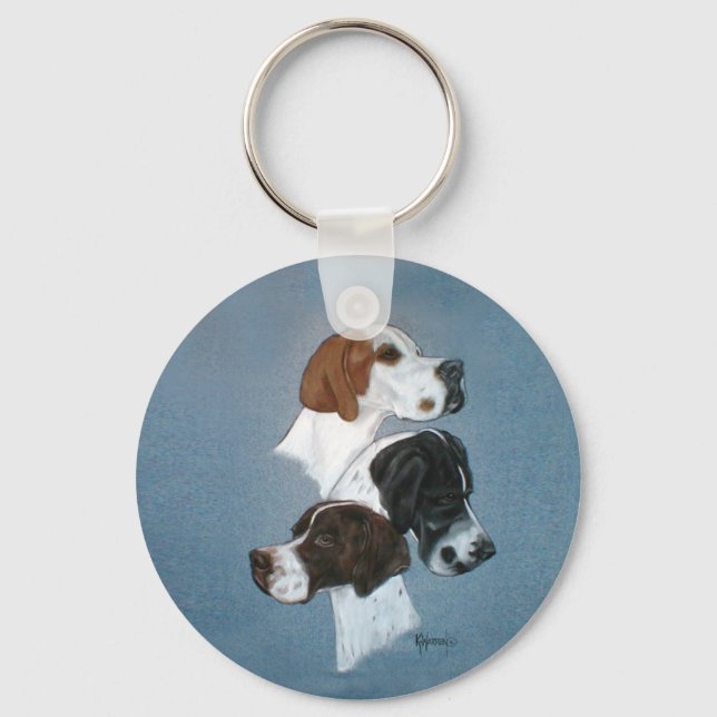 English Pointer Trio Head Study Keychain (Front)
