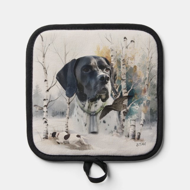 English Pointer , Woodcock Hunting Season , Art  Pot Holder (Front)