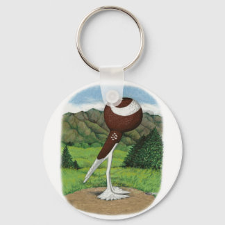 English Pouter Pigeon With Mountains Keychain