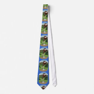 English Pouter Pigeon With Mountains Neck Tie