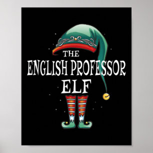 English Professor Elf Job Christmas Poster