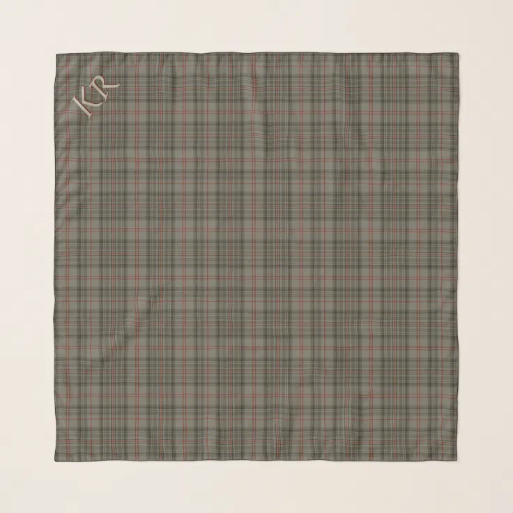 English Queen Balmoral Royal Tartan with initials Scarf (Front)