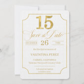English Quinceanera Save the Date in Golden Hues (Back)