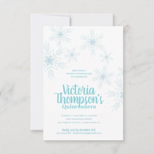 ENGLISH quinceaera WINTER WONDERLAND birthday Invitation