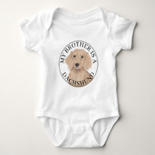 English Red Dachshund Dog Big Brother Baby Bodysuit