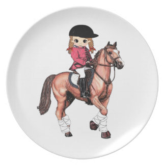 English Riding Girl and Horse Melamine Plate
