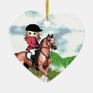 English Riding Girl Ceramic Ornament