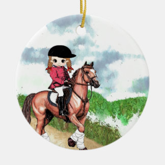 English Riding Girl Ceramic Ornament