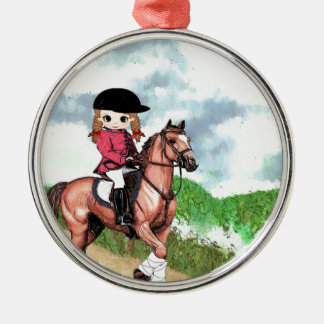 English Riding Girl Metal Ornament