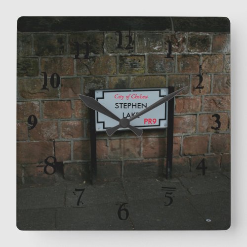 English Road Sign personalized Square Wall Clock