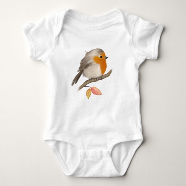 English Robin Bird Baby Bodysuit (Front)