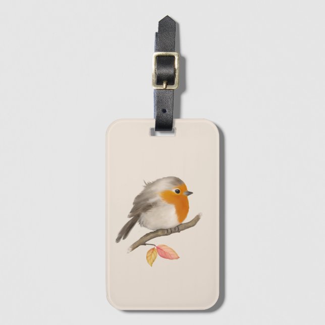 English Robin Bird Luggage Tag (Front Vertical)