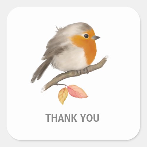 English Robin Bird Square Sticker