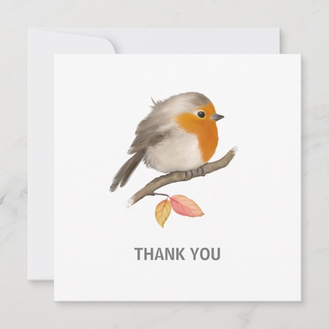 English Robin Bird Thank You Card (Front)
