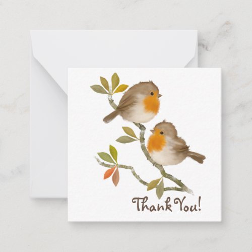 English Robin Birds Thank You Note card