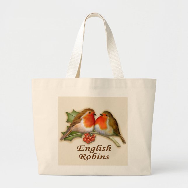 English Robins Large Tote Bag (Front)