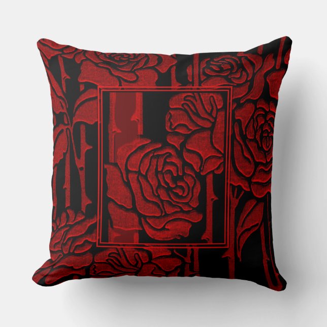 English Rose Book Design Throw Pillow (Front)
