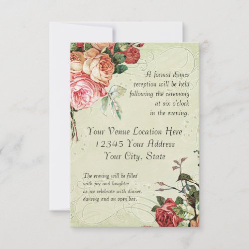 English Rose Bouquet, Vintage n Modern Swirl Leaf Custom Invitation
