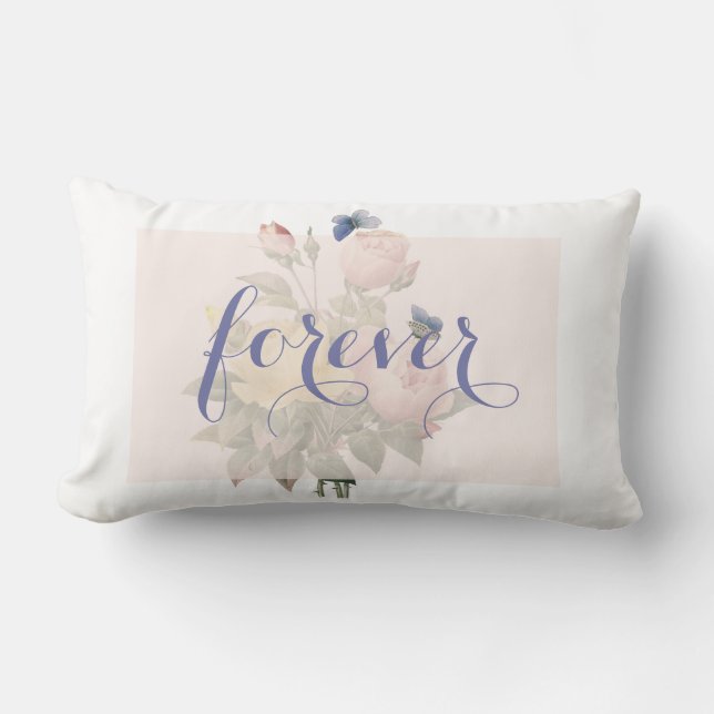 English Rose Butterfly  Garden Wedding Forever Lumbar Pillow (Front)
