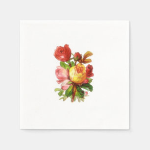 English Rose Flowers Floral Tea Party Theme  Napkins