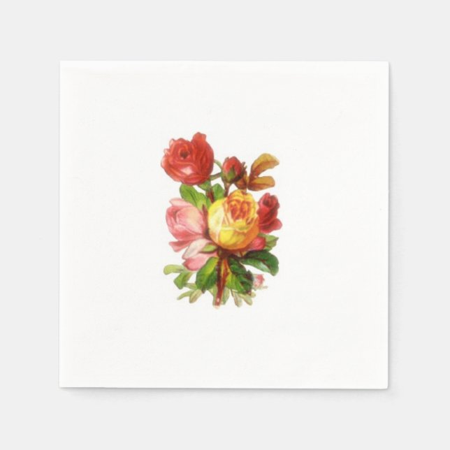 English Rose Flowers Floral Tea Party Theme  Napkins (Front)