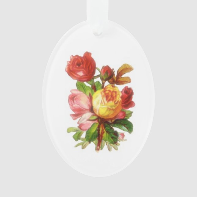 English Rose Flowers Roses Victorian Christmas  Ornament (Front)