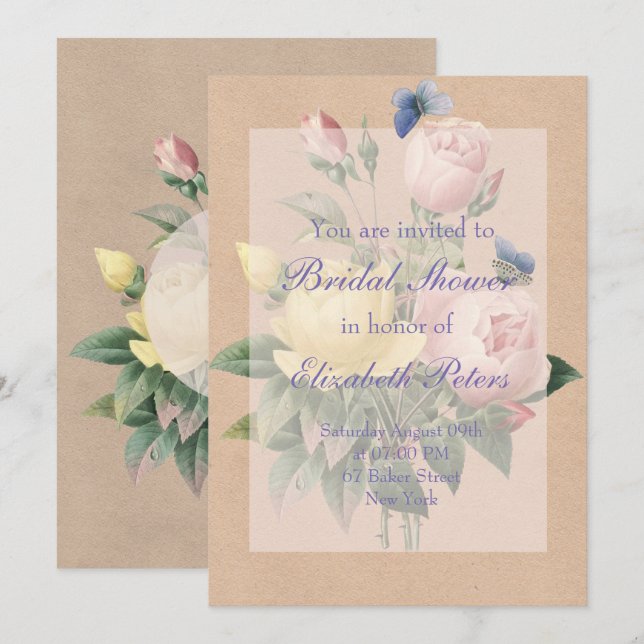 English Rose Garden Wedding Bridal Shower Invitation (Front/Back)