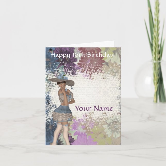 English rose romantic girl 16th birthday card (Front)