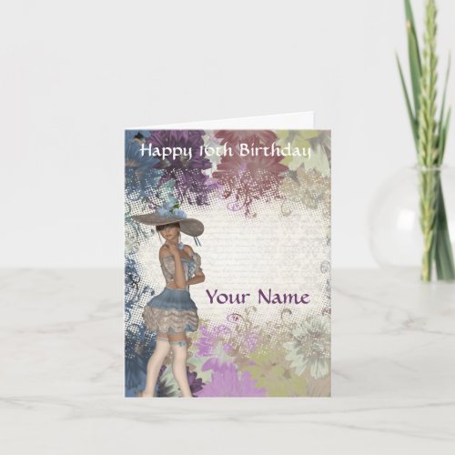 English rose romantic girl 16th birthday card